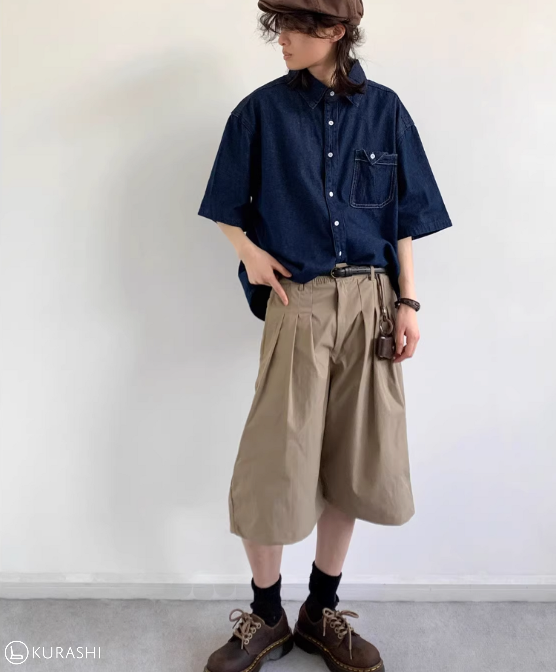 Washed Denim Boxy Short Sleeve Shirt