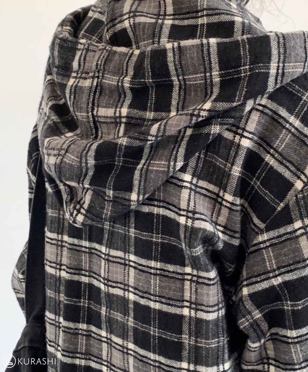 Hikage Hooded Plaid Pullover Shirt