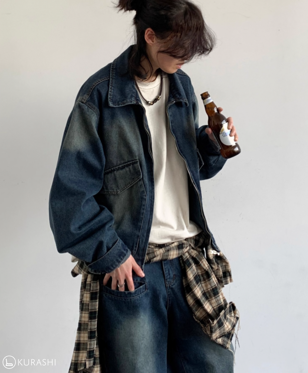 Faded Indigo Cropped Denim Jacket