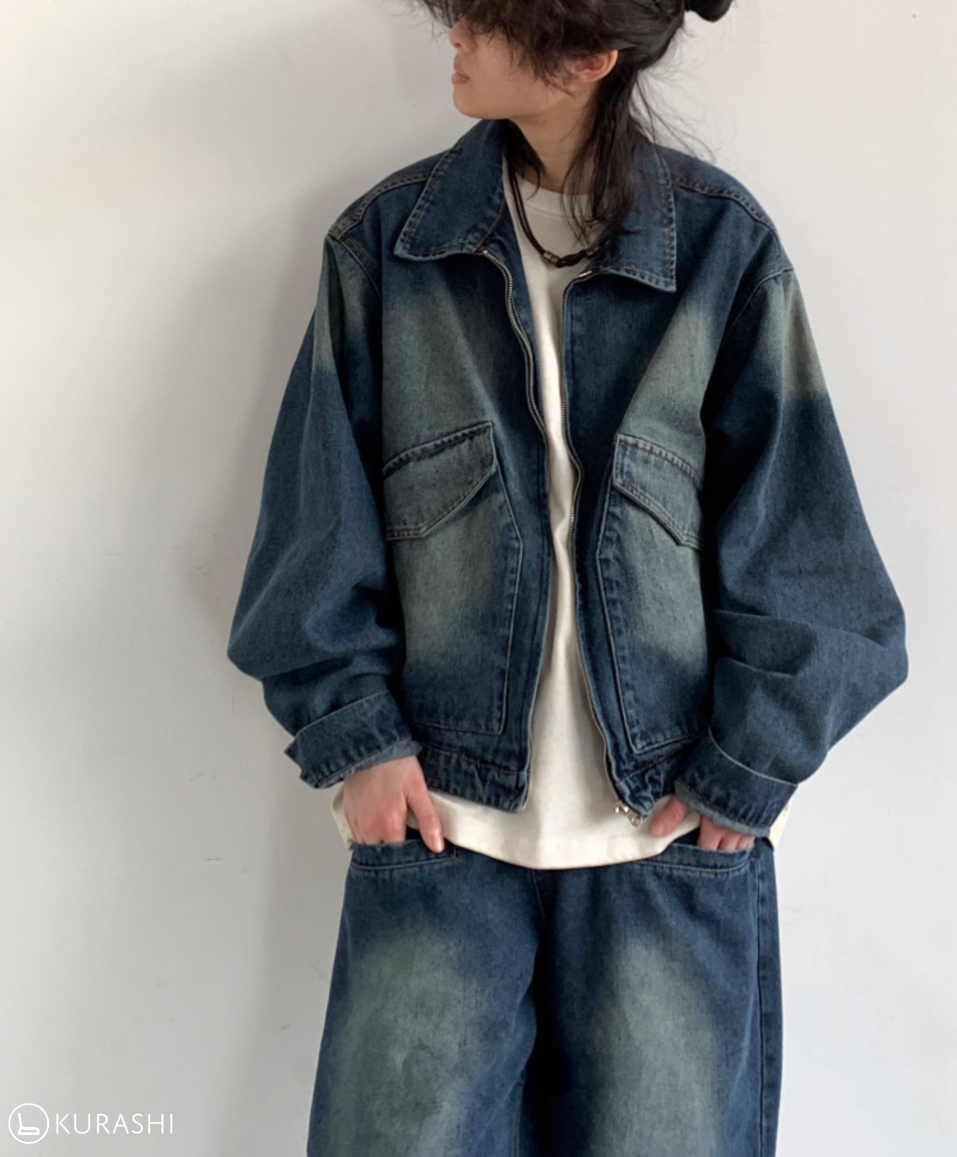 Faded Indigo Cropped Denim Jacket – Kurashi Living