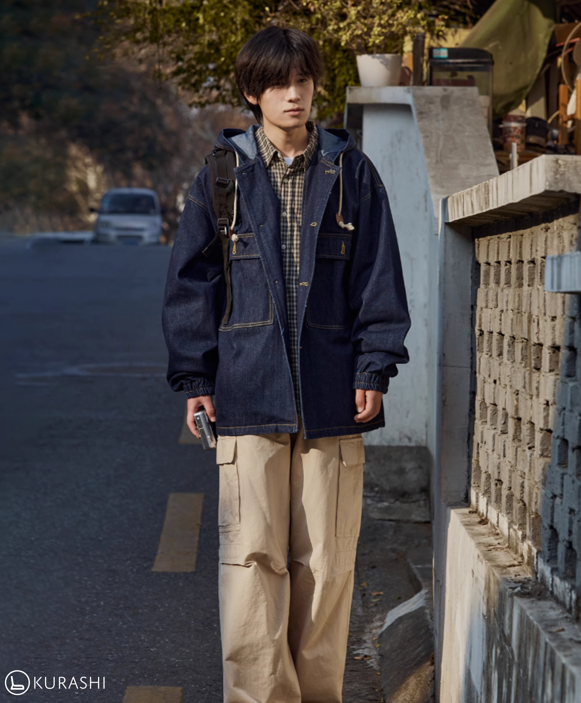 Denim Toggle Hooded Jacket