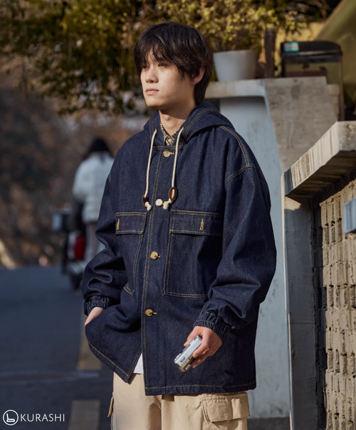 Denim Toggle Hooded Jacket – Kurashi Living