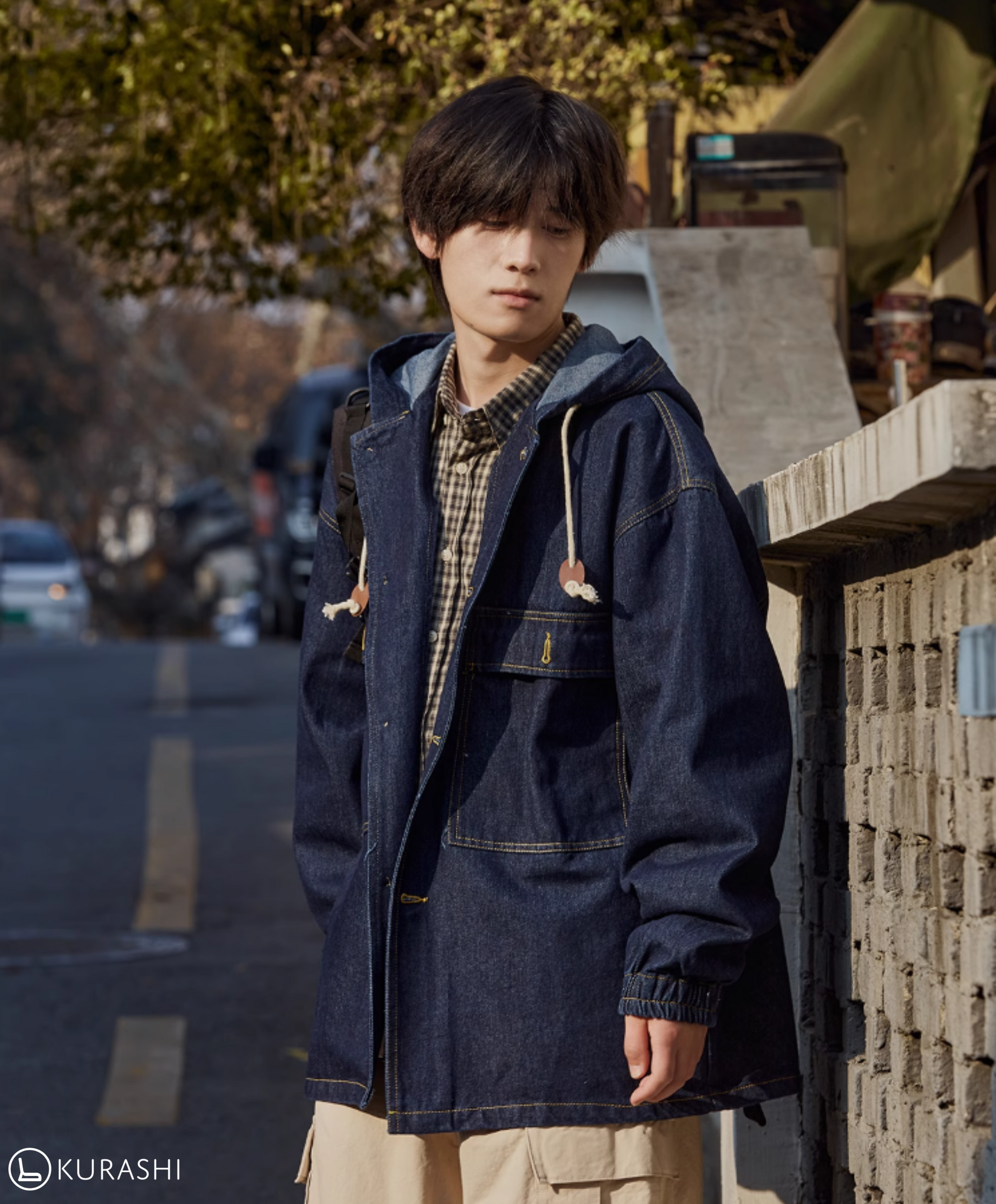 Denim Toggle Hooded Jacket