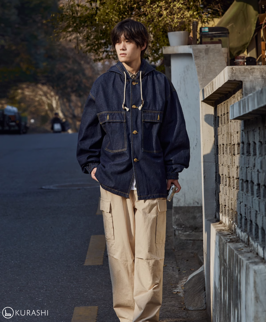 Denim Toggle Hooded Jacket