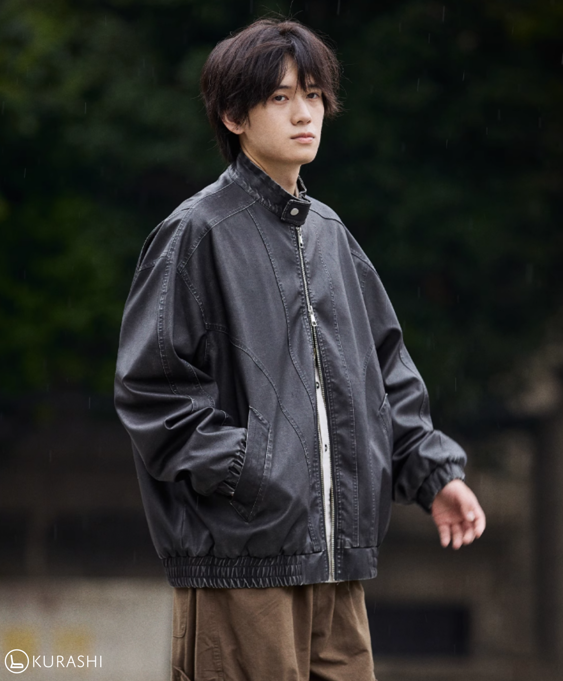 Shinrin Faux Leather Bomber Jacket