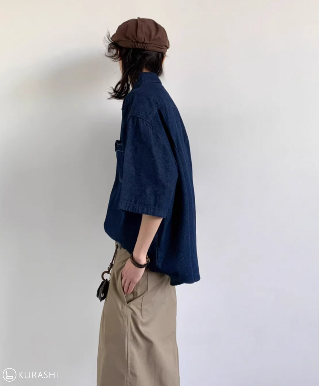 Washed Denim Boxy Short Sleeve Shirt