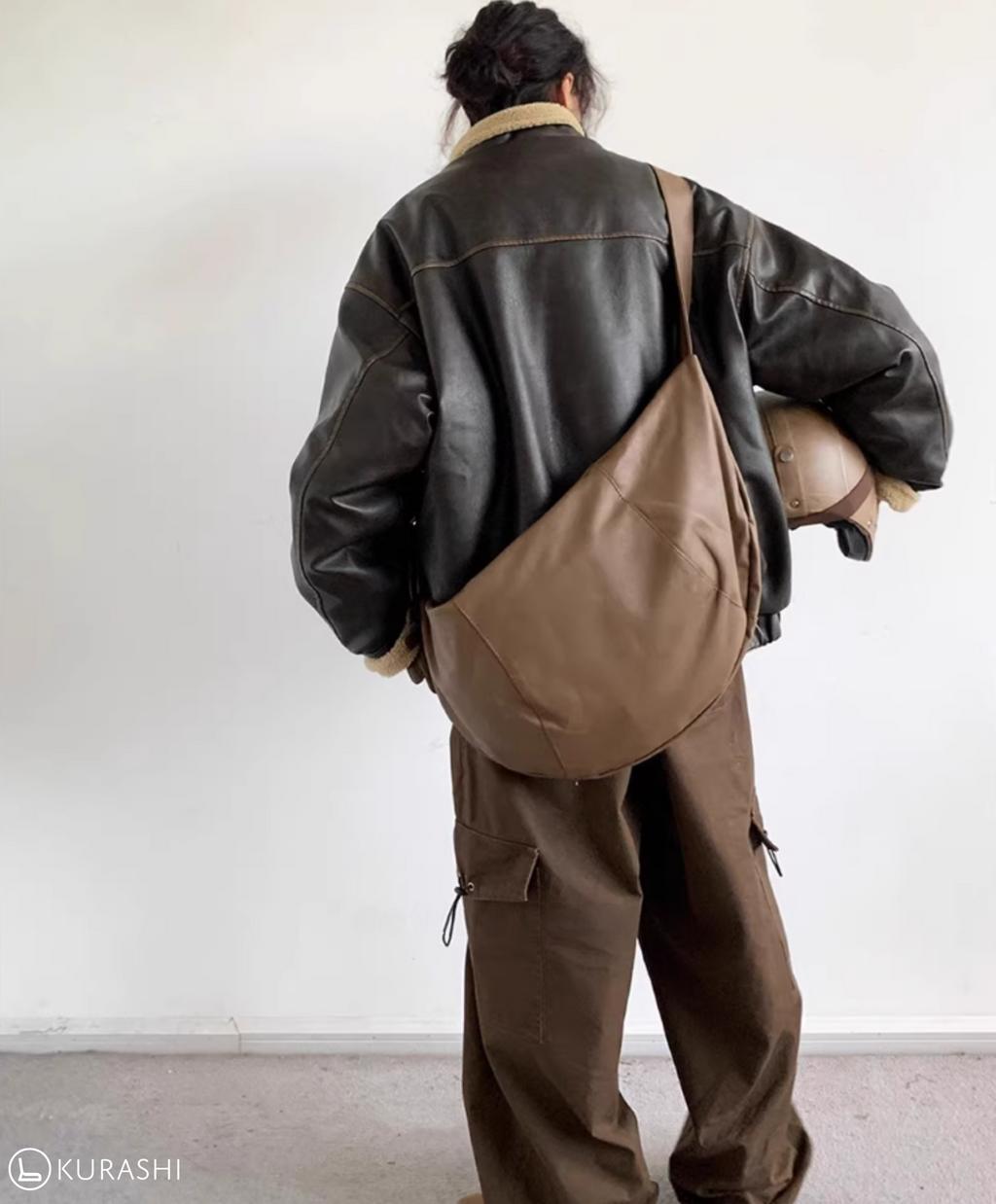 Faux Leather Fleece-Lined Bomber Jacket