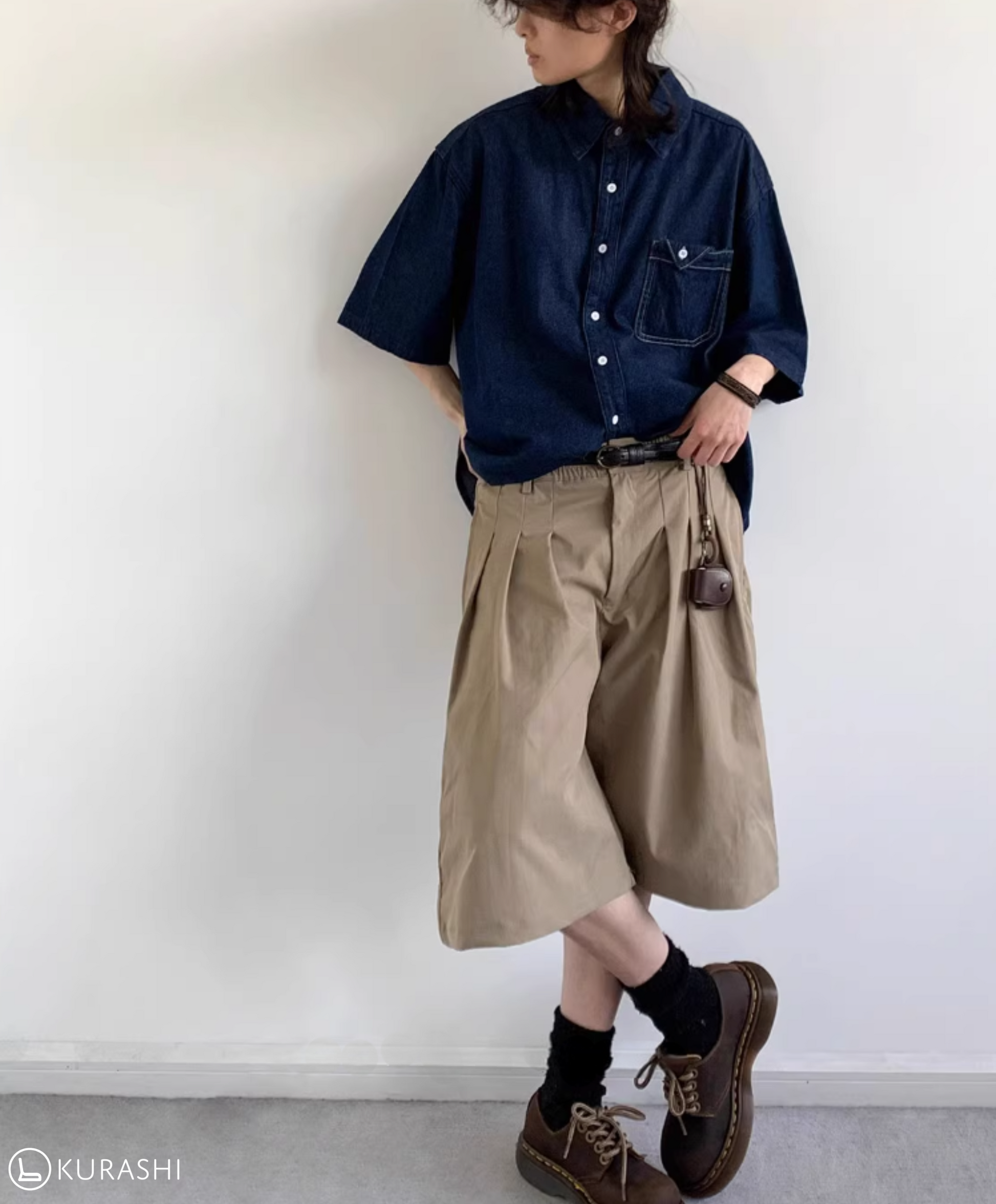 Washed Denim Boxy Short Sleeve Shirt