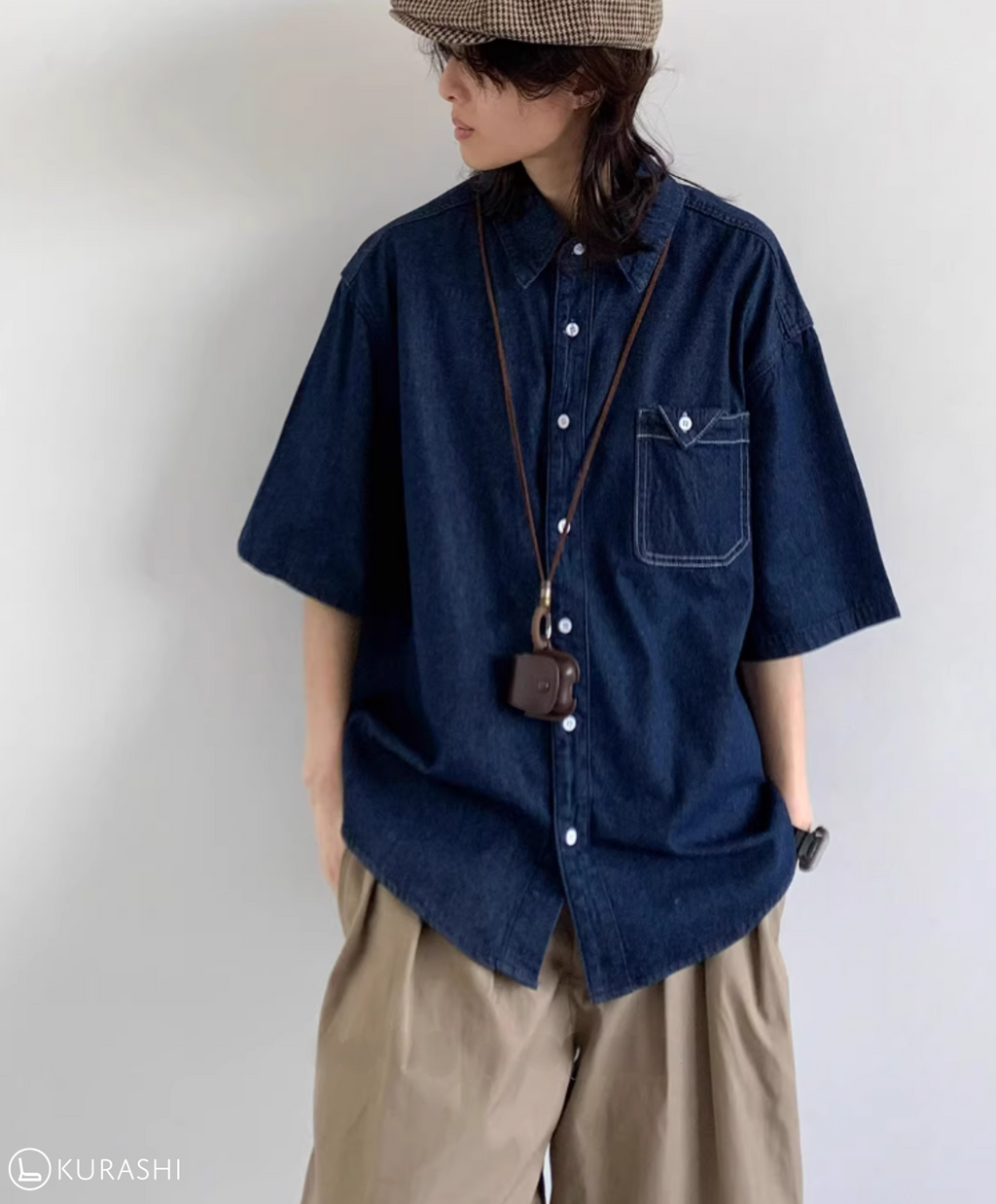 Washed Denim Boxy Short Sleeve Shirt