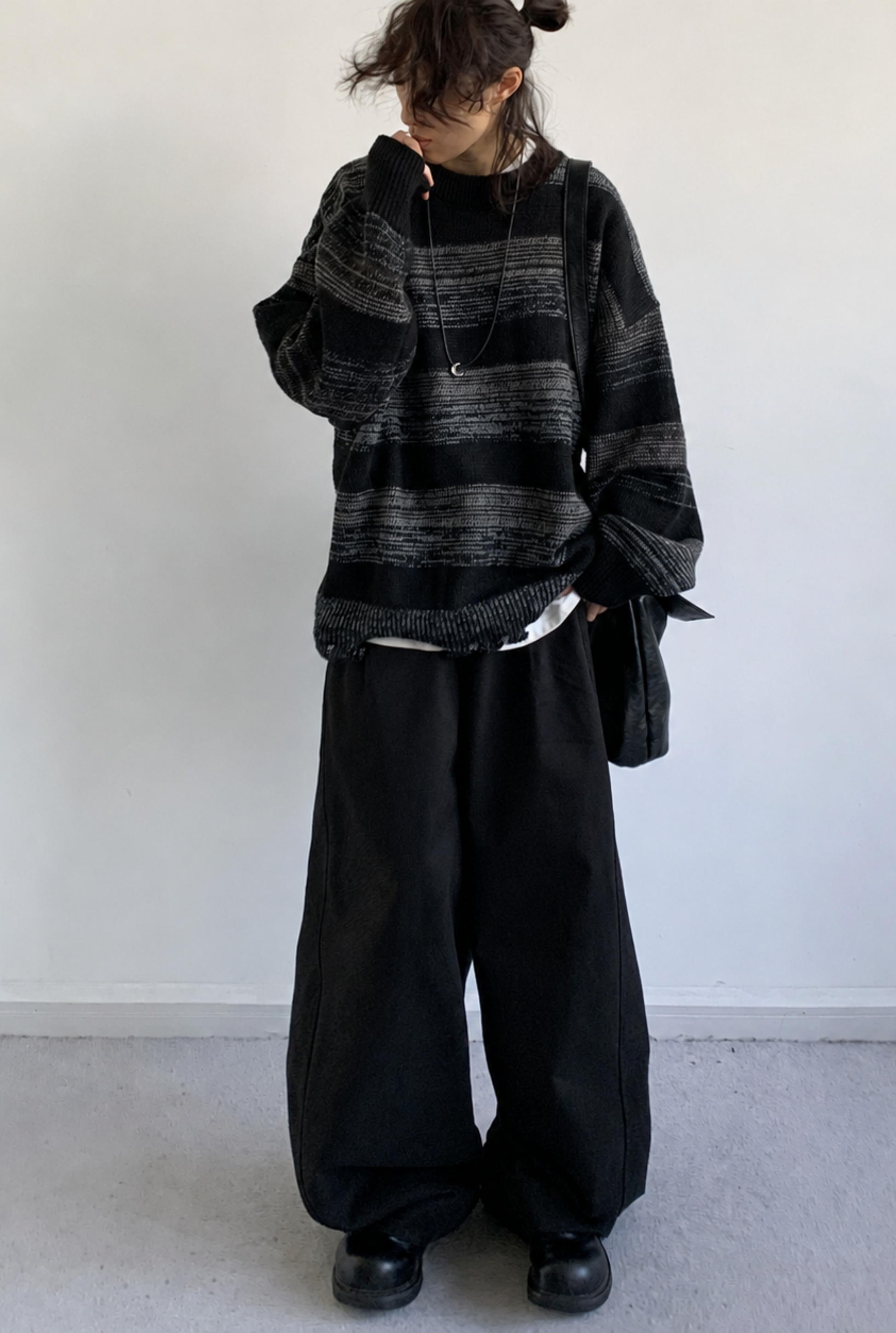 Renji Distressed Stripe Knit Sweater
