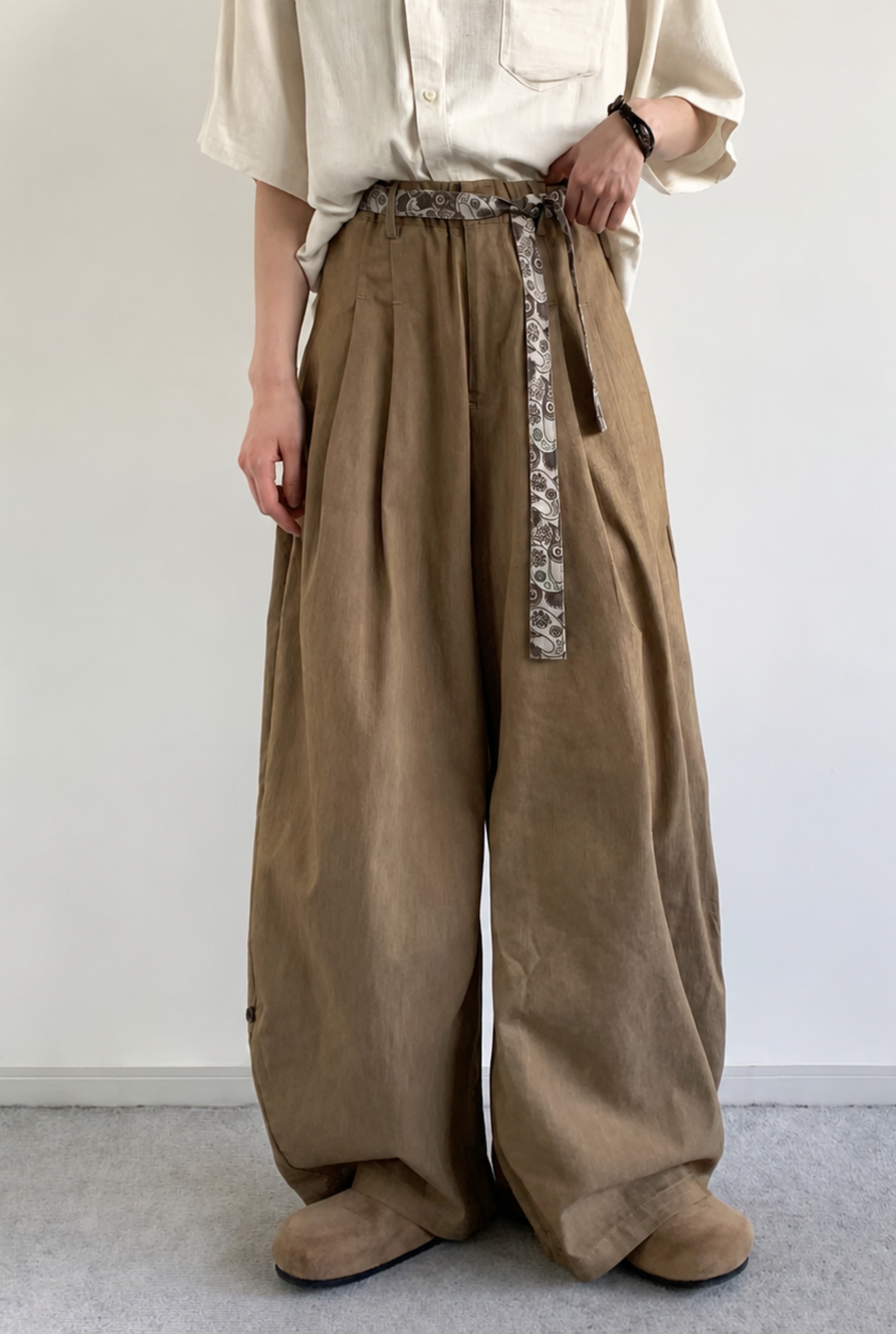 Kaito Pattern-Tie Barrel Pants