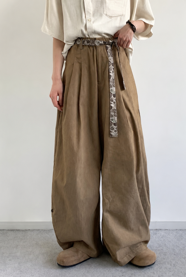 Kaito Pattern-Tie Barrel Pants