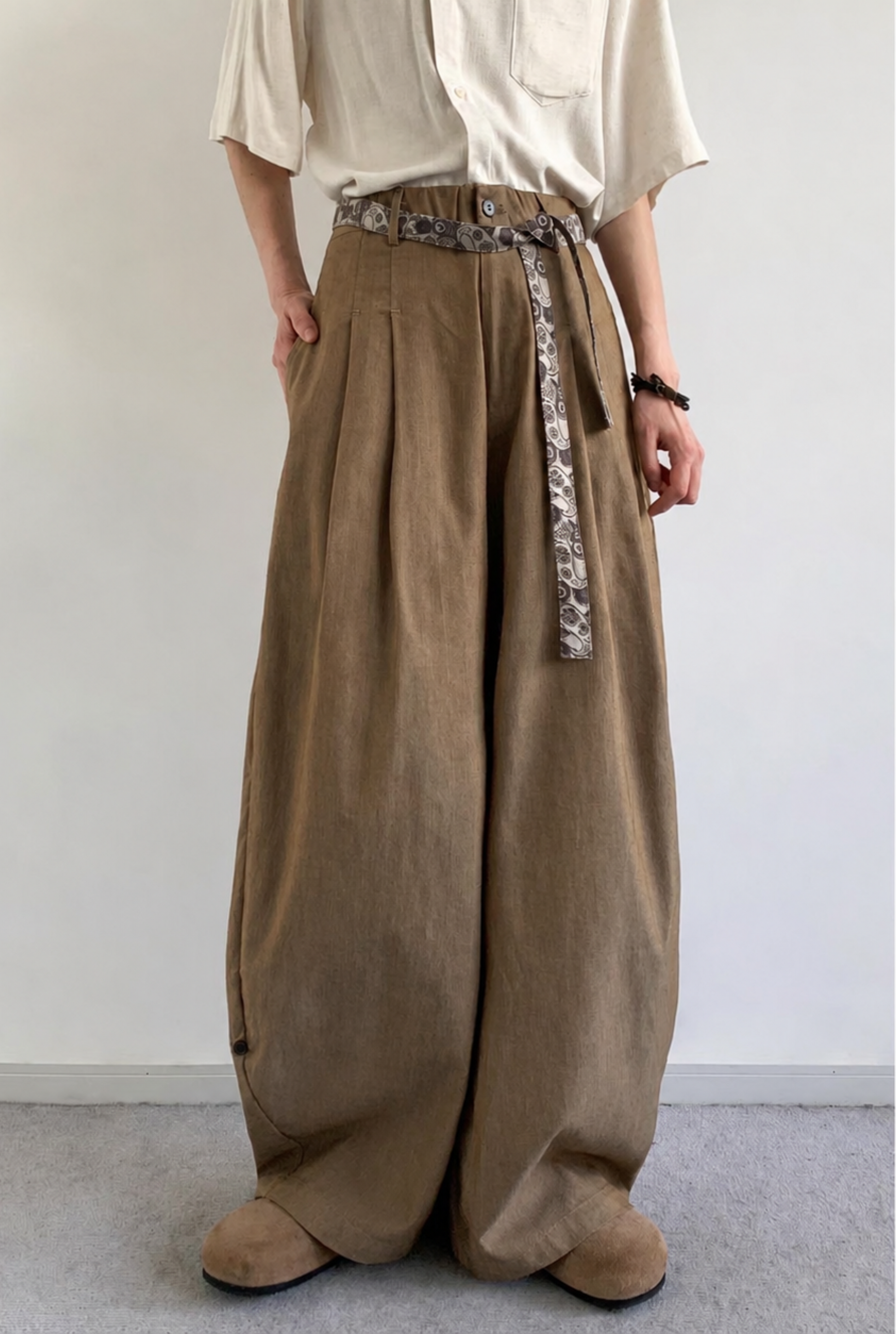 Kaito Pattern-Tie Barrel Pants
