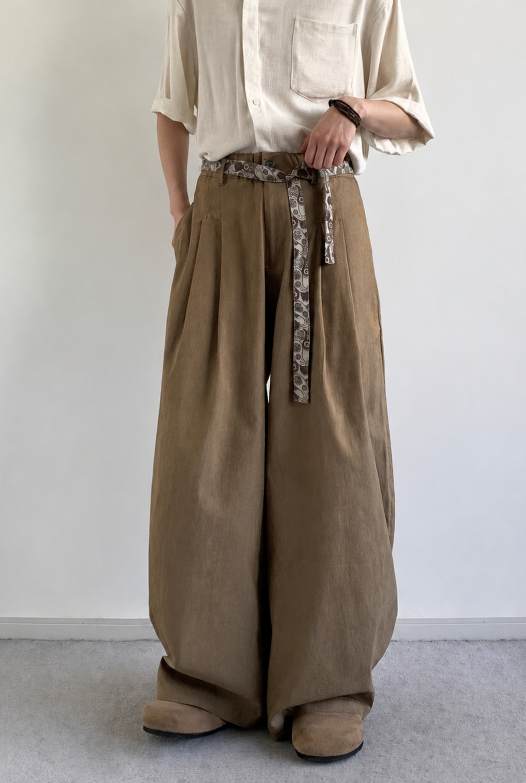 Kaito Pattern-Tie Barrel Pants