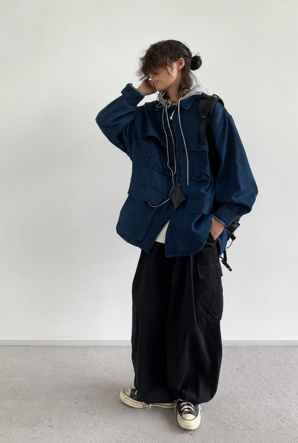 Nori Hooded Denim Utility Jacket