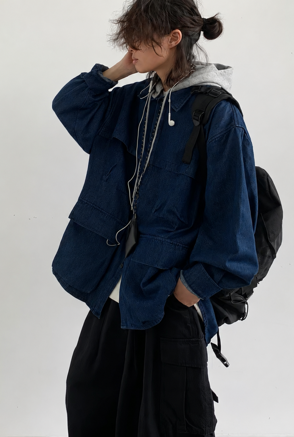 Nori Hooded Denim Utility Jacket