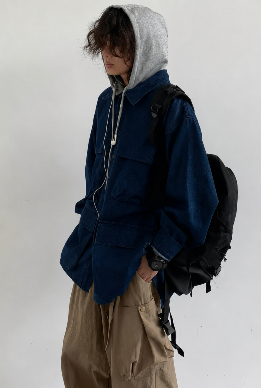 Nori Hooded Denim Utility Jacket