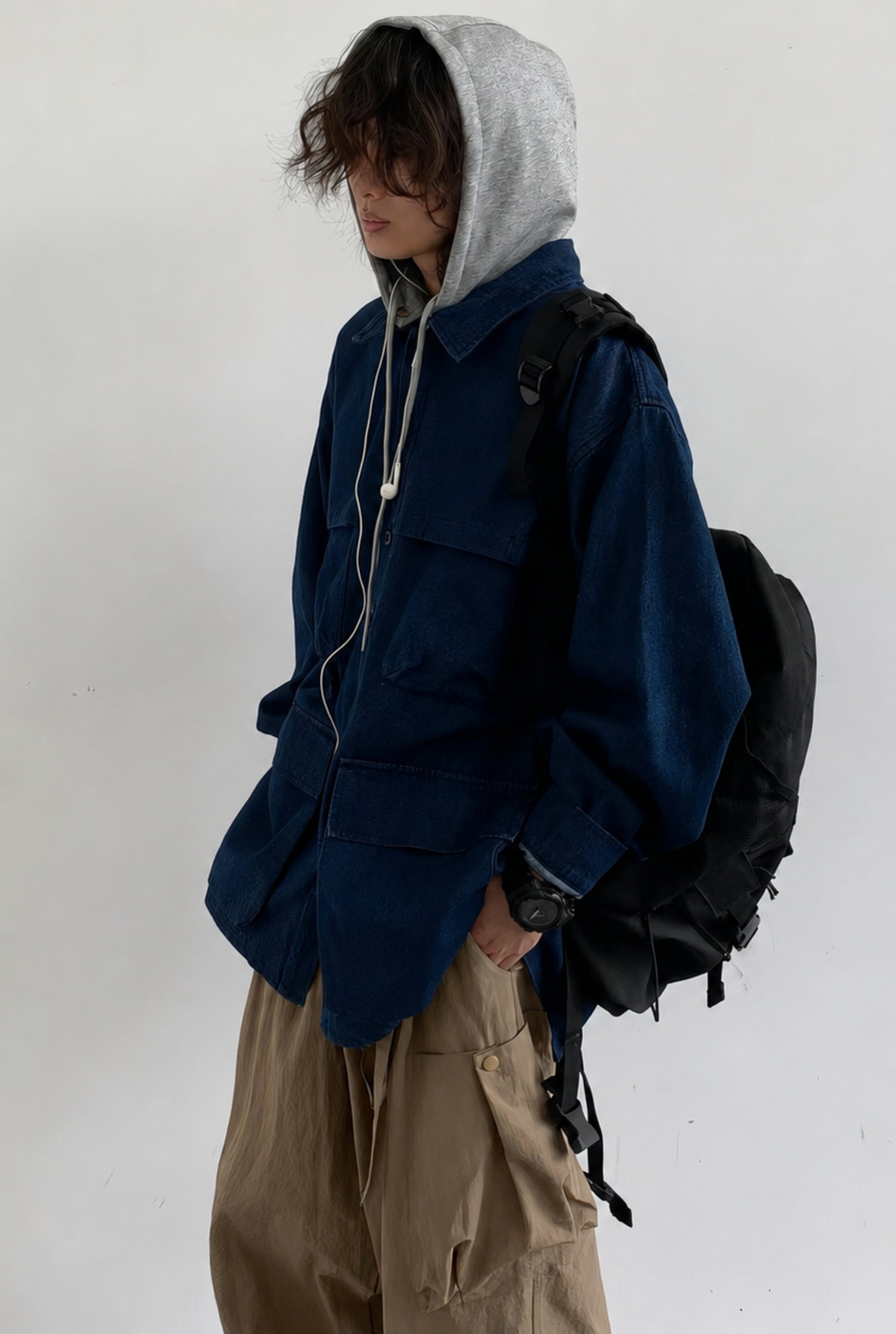 Nori Hooded Denim Utility Jacket