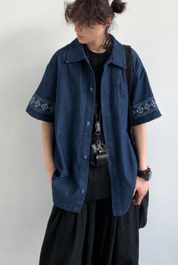 Aomi Embroidered Denim Resort Shirt