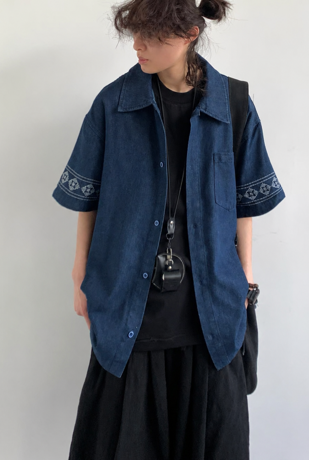 Aomi Embroidered Denim Resort Shirt