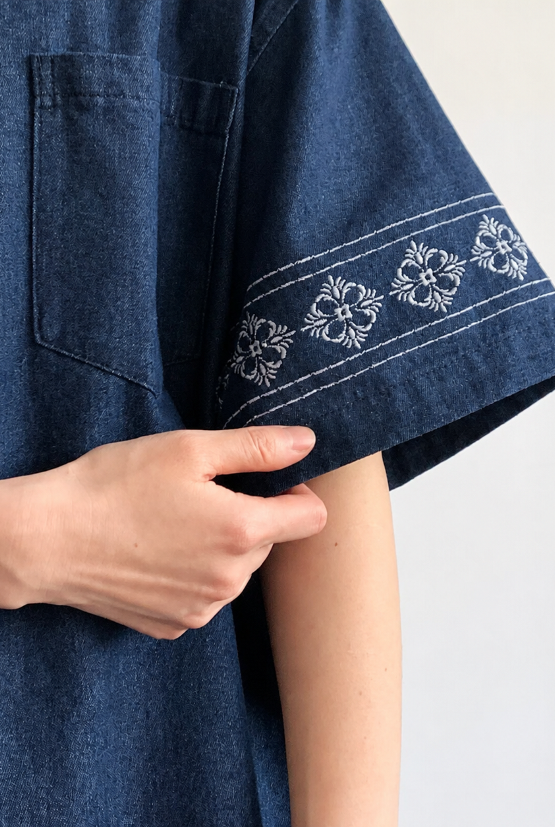 Aomi Embroidered Denim Resort Shirt