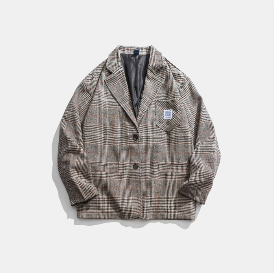 Hoshima Vintage Plaid Blazer
