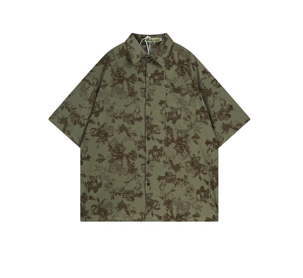 Kagetsu – Hemd mit zerknittertem Blumenmuster