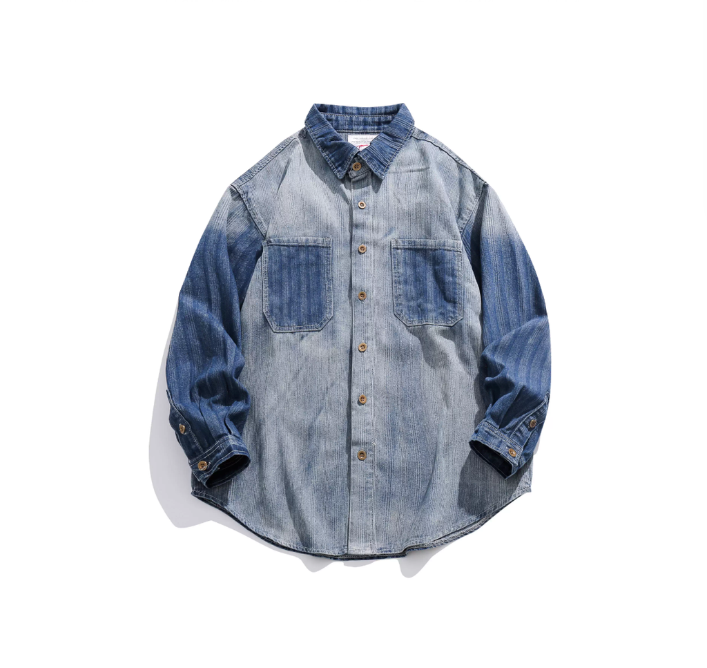Aozora – Überhemd aus verblasstem Denim