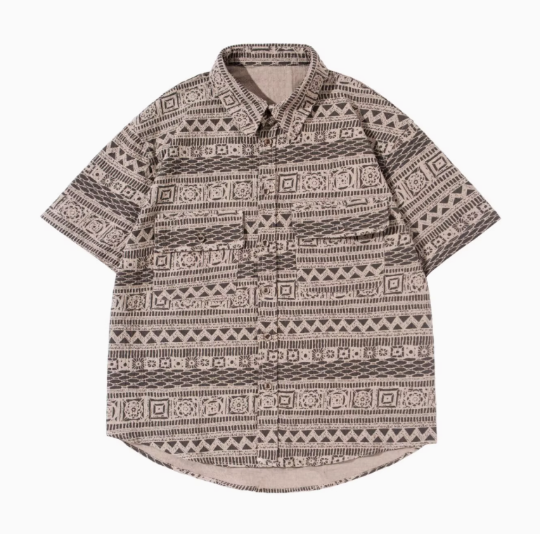Takami Ethnic Pattern Short-Sleeve Shirt