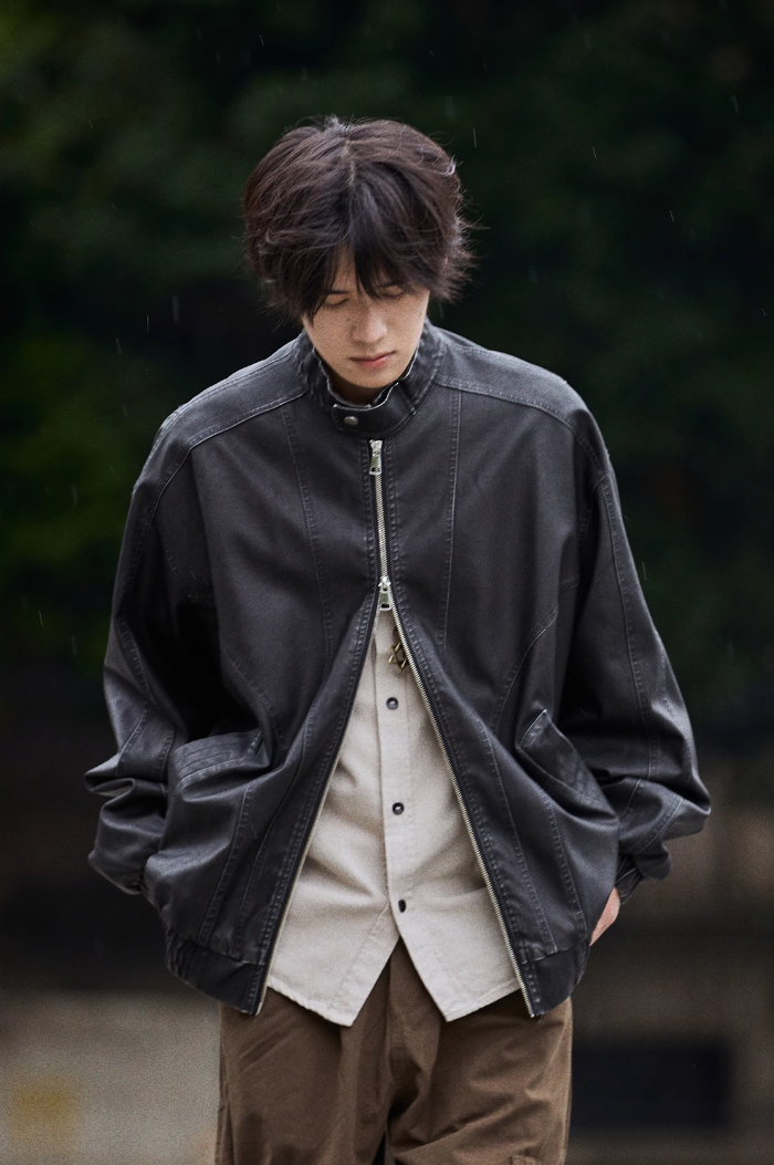 Shinrin Faux Leather Bomber Jacket