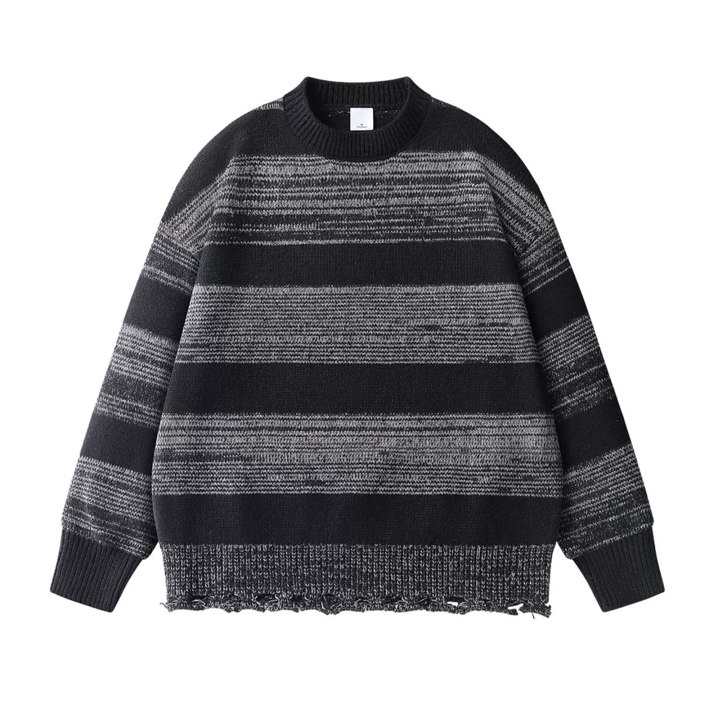 Renji Distressed Stripe Knit Sweater