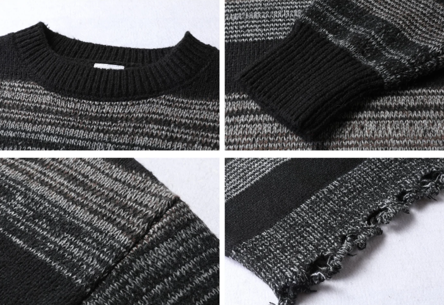 Renji Distressed Stripe Knit Sweater