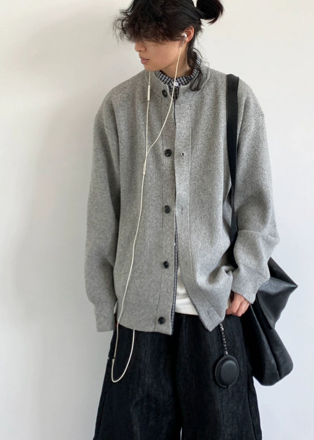 Rei Layered Check Knit Cardigan