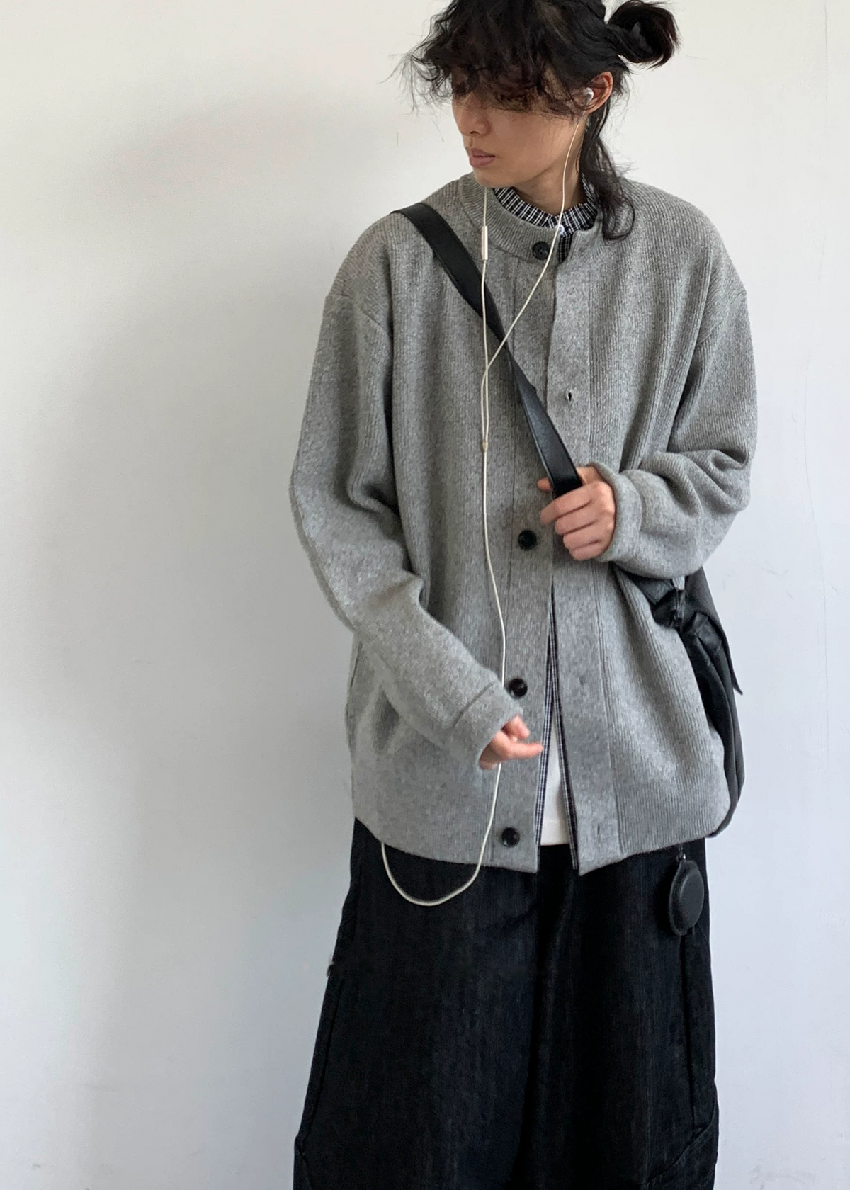 Rei Layered Check Knit Cardigan